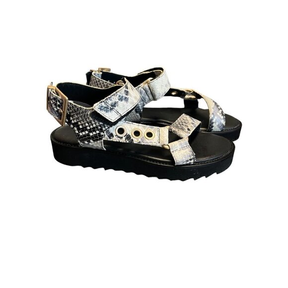 ALLSAINTS Women's Rhianne Embossed Leather Platform Sandals - Picture 3 of 9